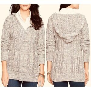 Vintage LRL Lauren Ralph Lauren Cable Cotton Hooded Poncho Women’s Sweater XL